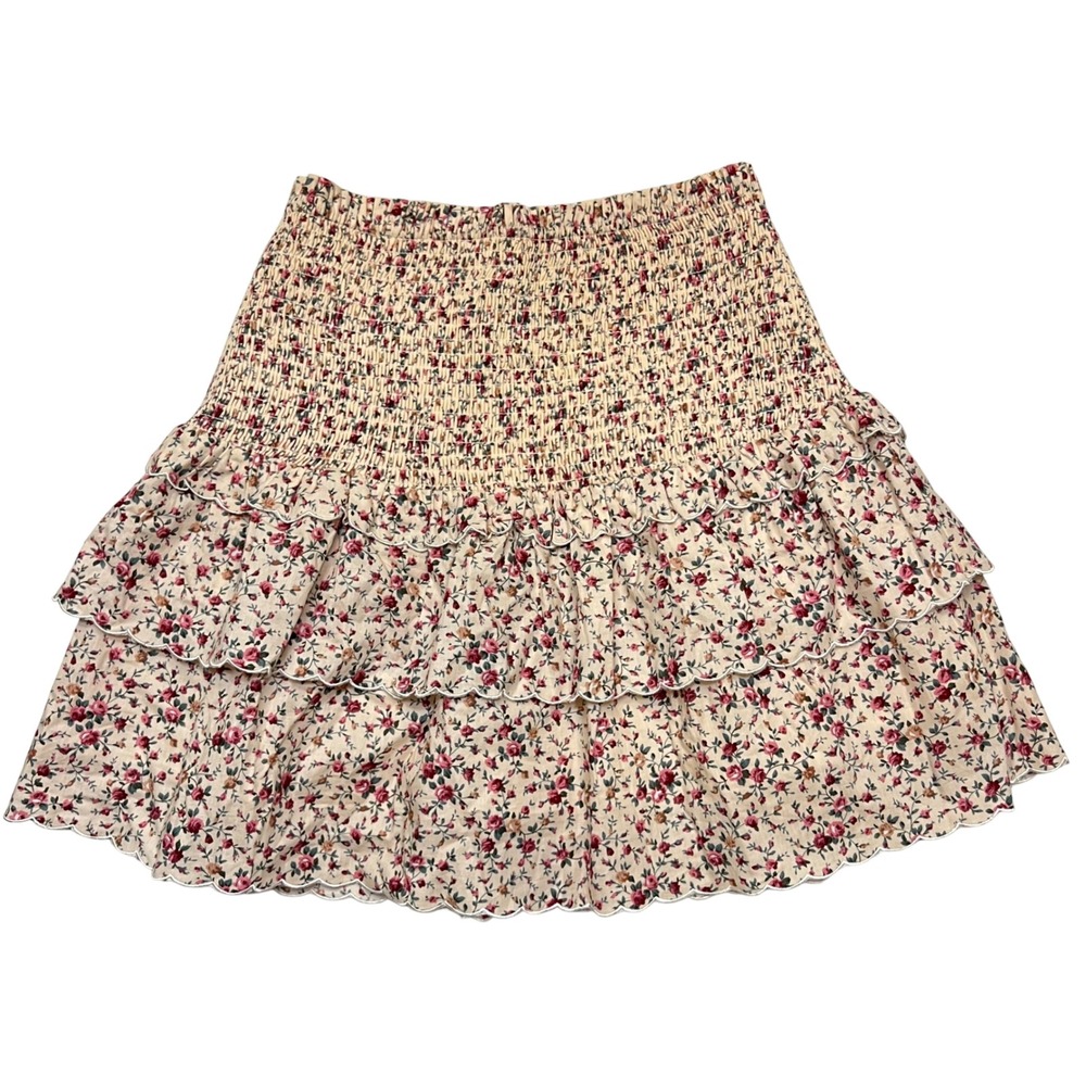 Hyacinth House Tuckernuck Cottagecore Smocked Tiered Ruffle Floral Mini Skirt XS